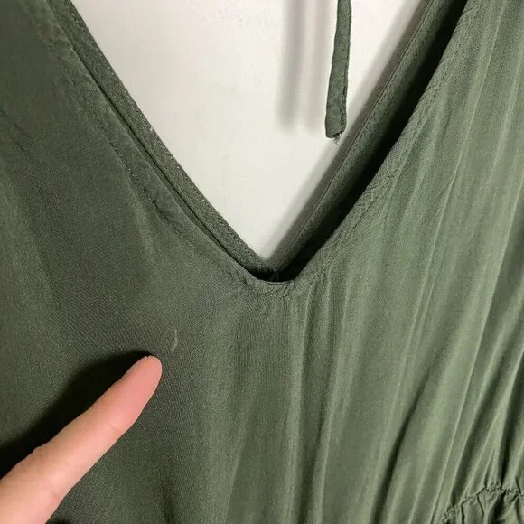 Torrid Babydoll Challis Embroidered Tank Top Green Womens 3X Sleeveless V Neck - Picture 4 of 7